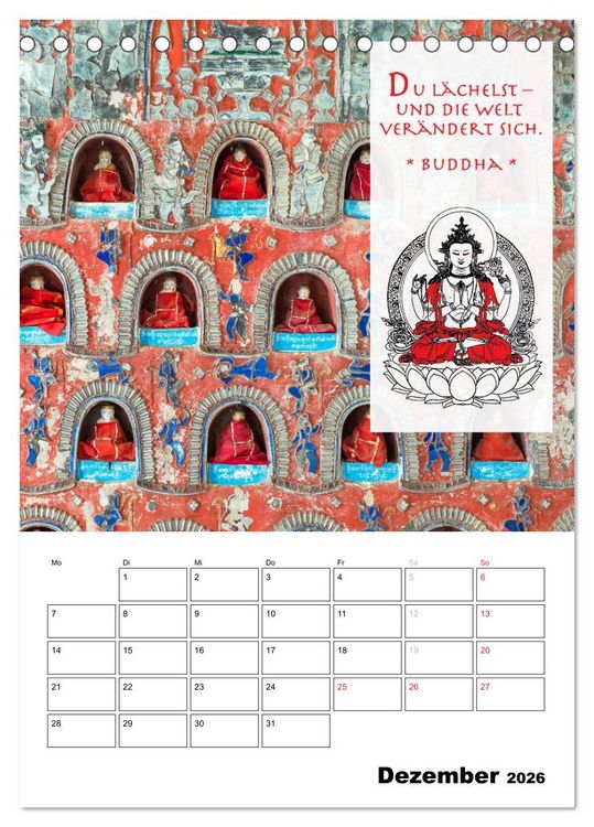 Produktbild: BUDDHAS ZITATE Buddhistische Weisheiten (Tischkalender 2026 DIN A5 hoch), CALVENDO Monatskalender