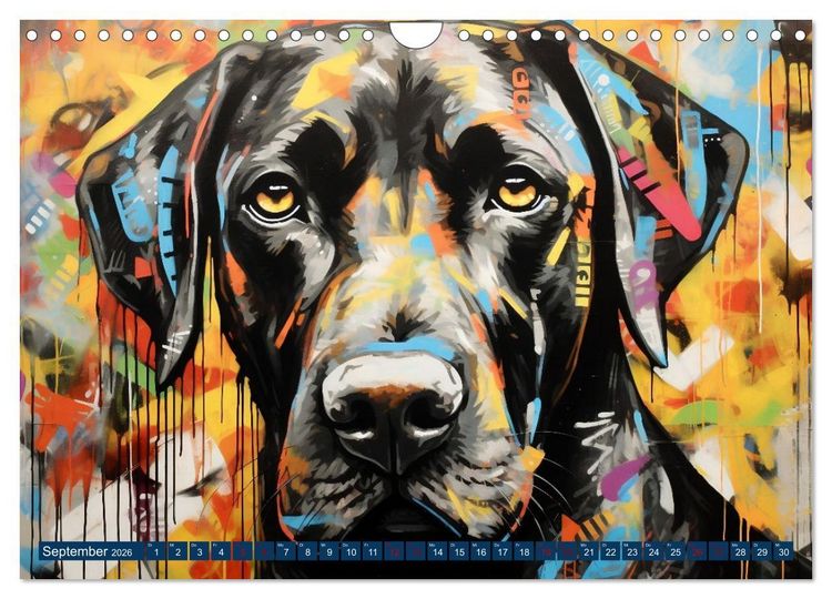 Produktbild: Graffiti Hunde (Wandkalender 2026 DIN A4 quer), CALVENDO Monatskalender