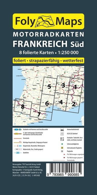 Produktbild: FolyMaps Motorradkarten Frankreich S&uuml;d