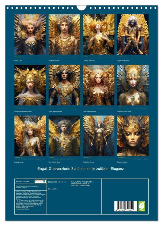 Produktbild: Engel. Goldverzierte Sch&ouml;nheiten in zeitloser Eleganz (Wandkalender 2026 DIN A3 hoch), CALVENDO Monatskalender