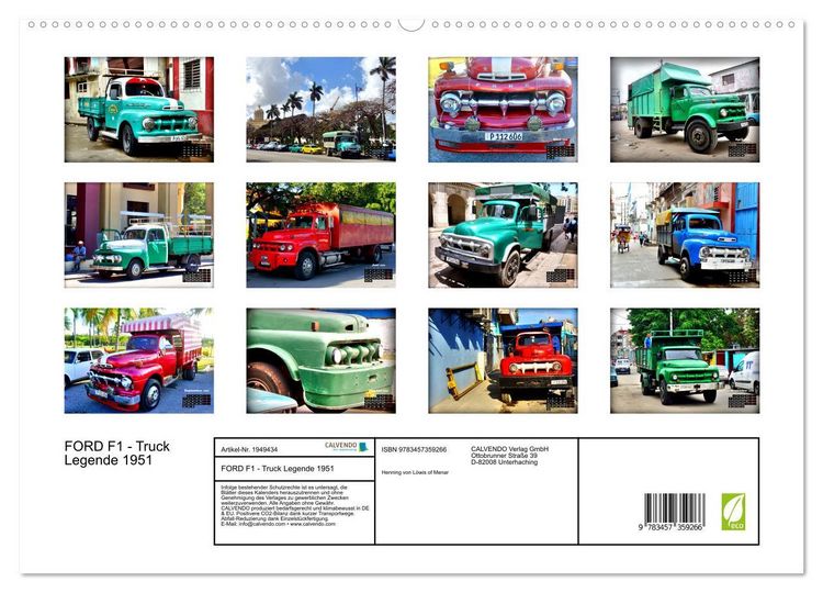 Produktbild: FORD F1 - Truck Legende 1951 (hochwertiger Premium Wandkalender 2026 DIN A2 quer), Kunstdruck in Hochglanz