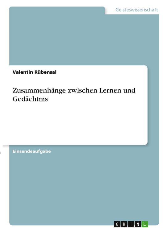 Produktbild: Zusammenh&auml;nge zwischen Lernen und Ged&auml;chtnis