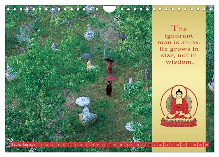 Produktbild: BUDDHIST WISDOMS - THE RED UMBRELLA (Wall Calendar 2026 DIN A4 landscape), CALVENDO 12 Month Wall Calendar