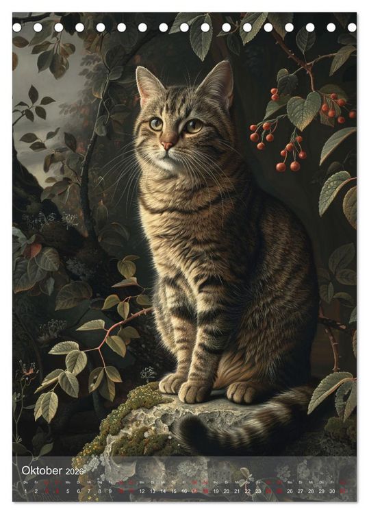 Produktbild: Katzen Kunstillustrationen (Tischkalender 2026 DIN A5 hoch), CALVENDO Monatskalender