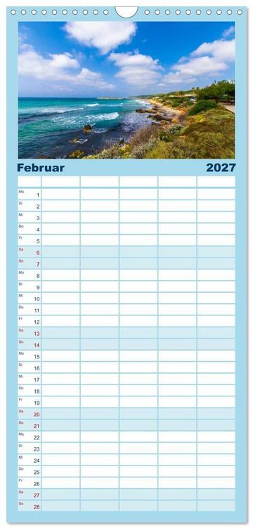 Produktbild: Familienplaner 2027 - Menorca - die kleine Schwester von Mallorca mit 5 Spalten (Wandkalender, 21 x 45 cm) CALVENDO