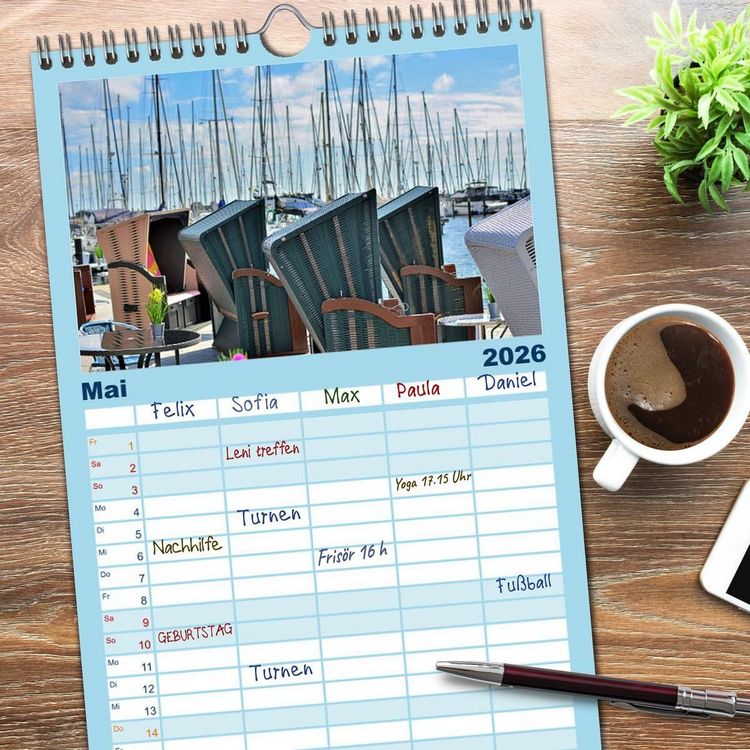 Produktbild: Familienplaner 2026 - Heiligenhafen immer wieder mit 5 Spalten (Wandkalender, 21 x 45 cm) CALVENDO