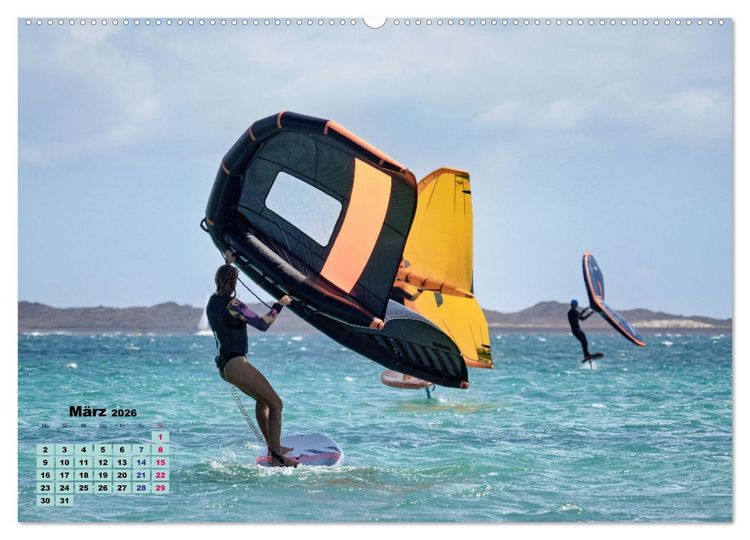 Produktbild: Wingfoilen - fliegen &uuml;ber das Wasser (Wandkalender 2026 DIN A2 quer), CALVENDO Monatskalender