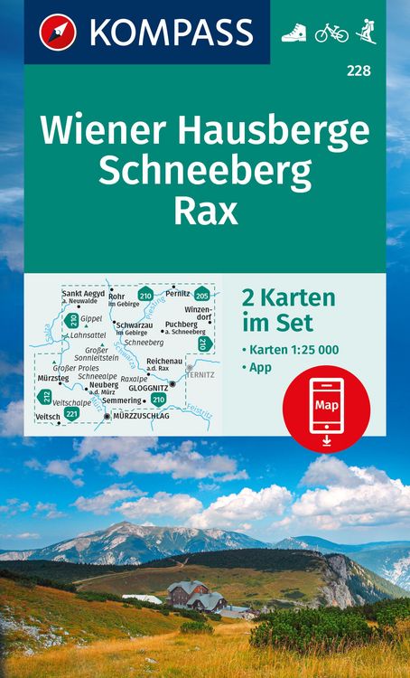 Produktbild: KOMPASS Wanderkarten-Set 228 Wiener Hausberge, Schneeberg, Rax (2 Karten) 1:25.000