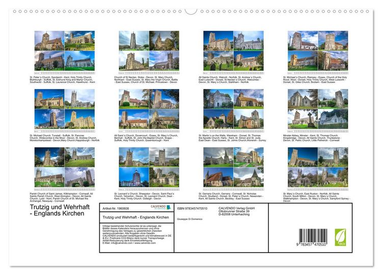 Produktbild: Trutzig und Wehrhaft - Englands Kirchen (hochwertiger Premium Wandkalender 2026 DIN A2 quer), Kunstdruck in Hochglanz