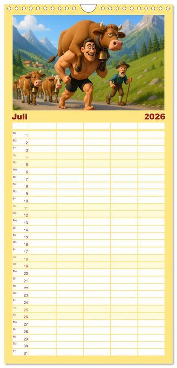 Produktbild: Familienplaner 2026 - Meine Familie, Kraftsport und ich mit 5 Spalten (Wandkalender, 21 x 45 cm) CALVENDO