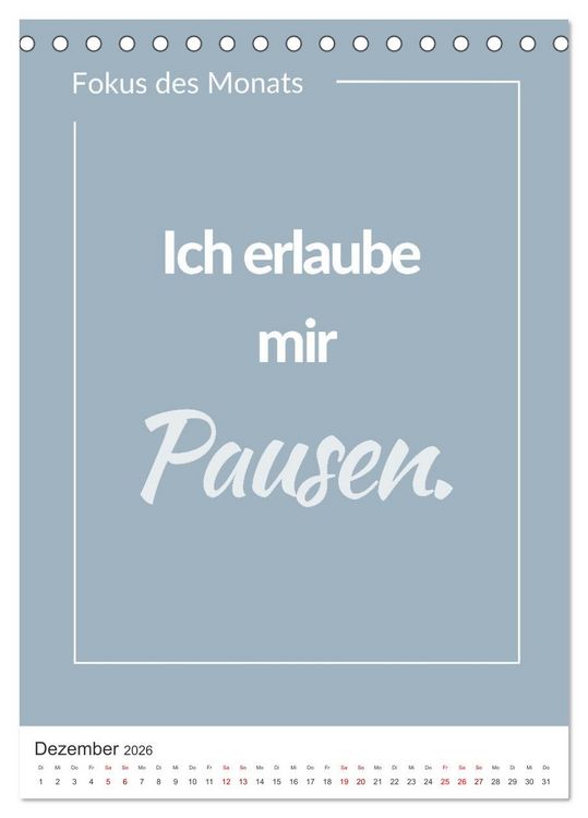 Produktbild: Achtsamkeitskalender: Mehr Achtsamkeit im Alltag mit dem Fokus des Monats (Tischkalender 2026 DIN A5 hoch), CALVENDO Monatskalender