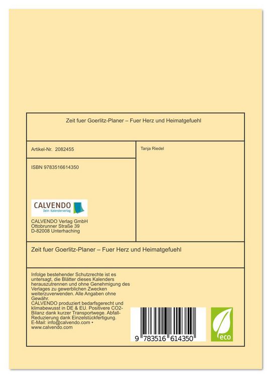 Produktbild: Zeit fuer Goerlitz-Planer &ndash; Fuer Herz und Heimatgefuehl (Tischkalender 2026 DIN A5 hoch), CALVENDO Monatskalender