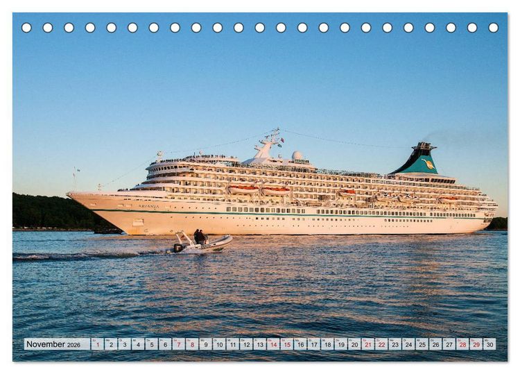 Produktbild: Kreuzfahrtschiffe 2026 (Tischkalender 2026 DIN A5 quer), CALVENDO Monatskalender