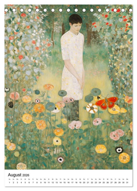 Produktbild: K&uuml;nstliche Impressionen. Ein Jahr in Klimts Natur. (Tischkalender 2026 DIN A5 hoch), CALVENDO Monatskalender