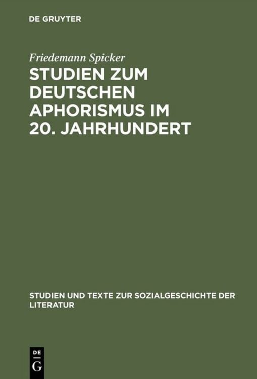 Produktbild: Studien zum deutschen Aphorismus im 20. Jahrhundert
