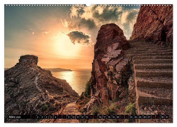 Produktbild: Santorini - Perle in der &Auml;gais (Wandkalender 2026 DIN A2 quer), CALVENDO Monatskalender