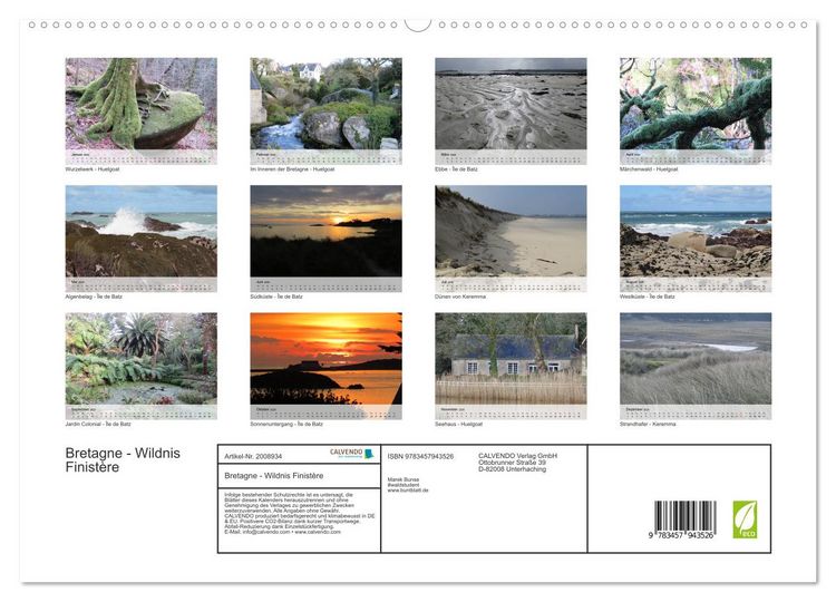 Produktbild: Bretagne - Wildnis Finist&egrave;re (hochwertiger Premium Wandkalender 2026 DIN A2 quer), Kunstdruck in Hochglanz