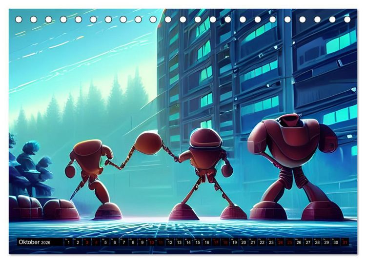 Produktbild: Roboter - Computertr&auml;ume aus der KI (Tischkalender 2026 DIN A5 quer), CALVENDO Monatskalender