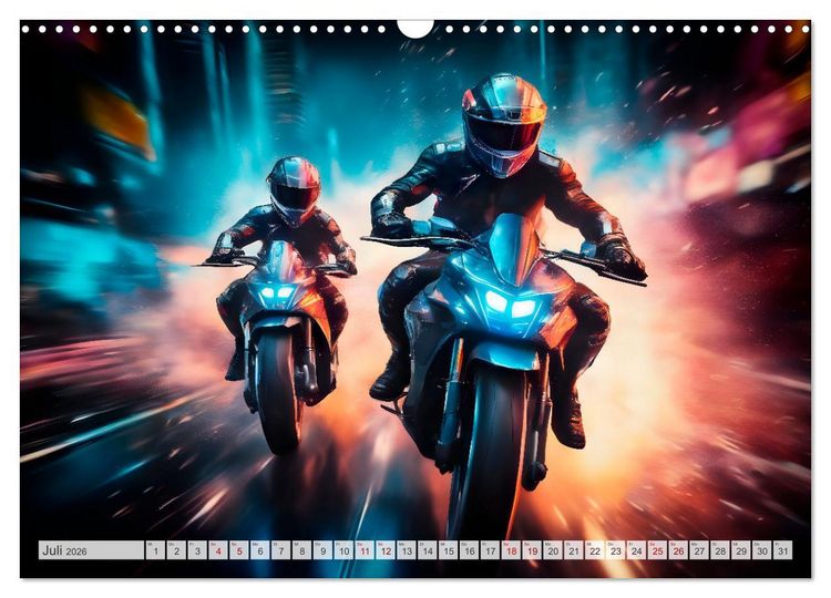 Produktbild: Coole KI-generierte MOTORR&Auml;DER (Wandkalender 2026 DIN A3 quer), CALVENDO Monatskalender