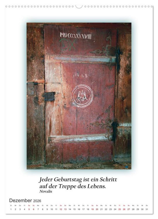 Produktbild: T&uuml;ren mit Philosophischen Gedanken (Wandkalender 2026 DIN A2 hoch), CALVENDO Monatskalender