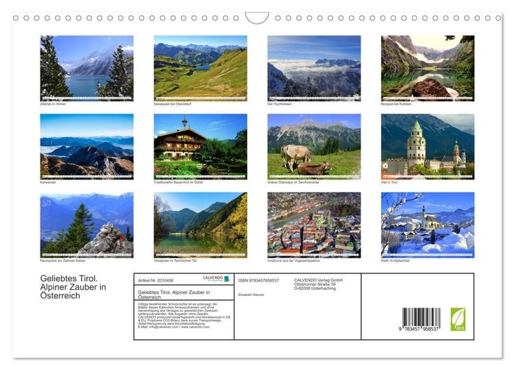 Produktbild: Geliebtes Tirol. Alpiner Zauber in &Ouml;sterreich (Wandkalender 2026 DIN A3 quer), CALVENDO Monatskalender