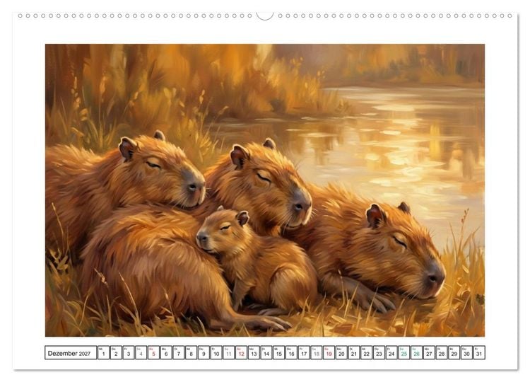 Produktbild: Capybara &ndash; Ein Nachmittag am Fluss (Wandkalender 2027 DIN A2 quer), CALVENDO Monatskalender