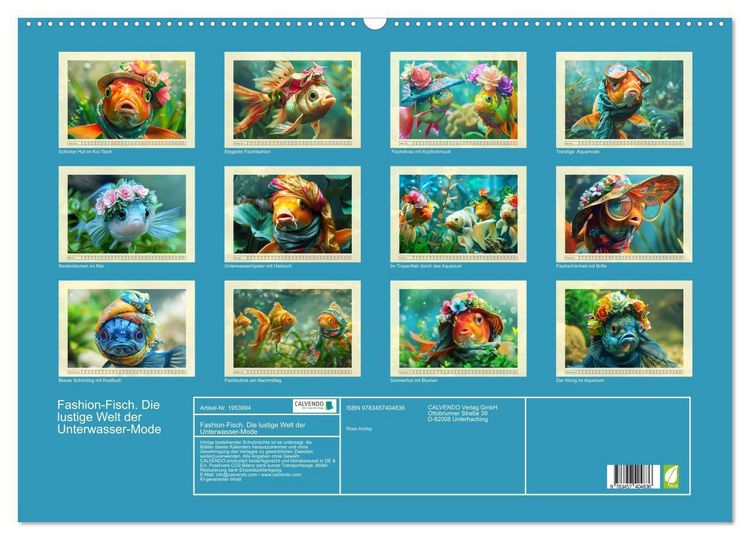 Produktbild: Fashion-Fisch. Die lustige Welt der Unterwasser-Mode (Wandkalender 2026 DIN A2 quer), CALVENDO Monatskalender