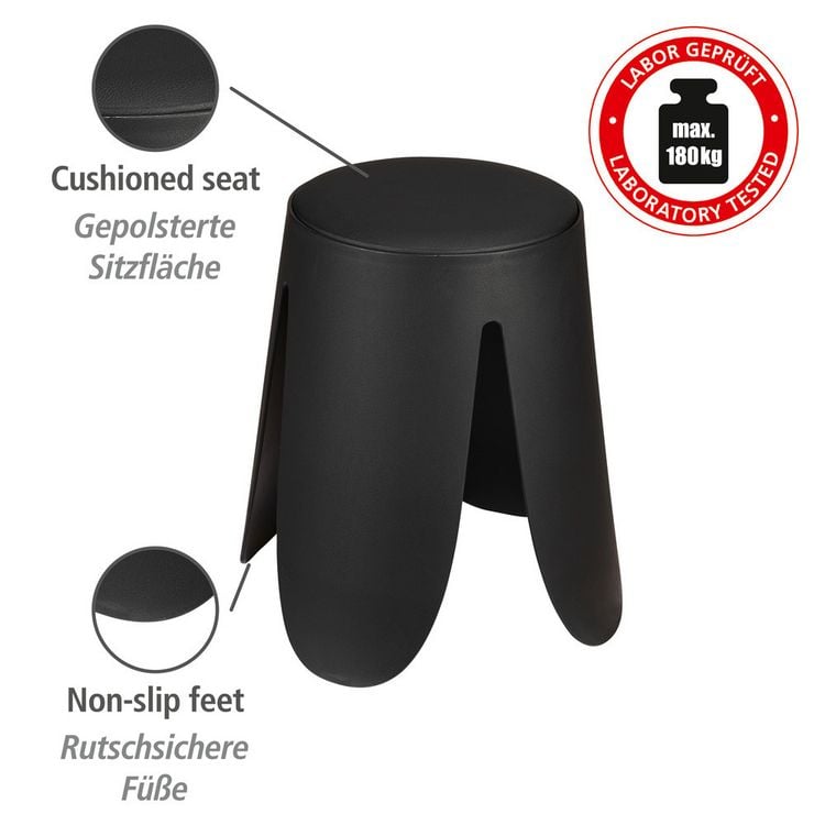 Produktbild: Badhocker Mod. Comiso Schwarz matt, belastbar bis 180 kg