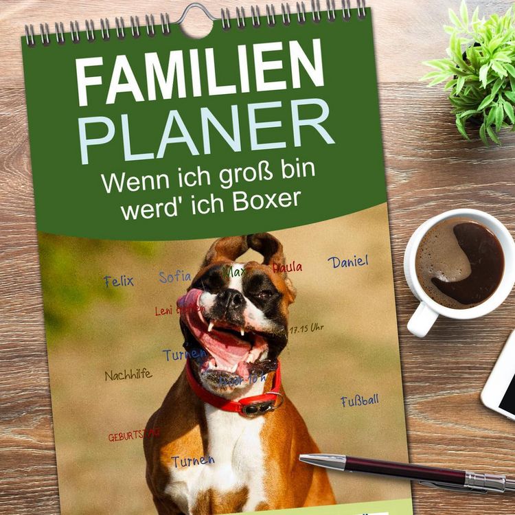 Produktbild: Familienplaner 2026 - Wenn ich gro&szlig; bin werd' ich Boxer mit 5 Spalten (Wandkalender, 21 x 45 cm) CALVENDO