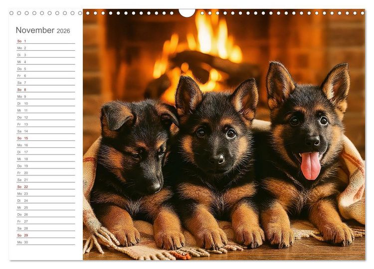 Produktbild: Sch&auml;ferhundliebe - Deine t&auml;gliche Dosis Welpenfreude &ndash; ganz ohne Gassi. (Wandkalender 2026 DIN A3 quer), CALVENDO Monatskalender