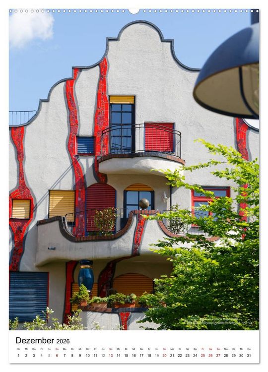 Produktbild: Wohnen unterm Regenturm - Ein Hundertwasser Architekturprojekt, 1991-94 (Wandkalender 2026 DIN A2 hoch), CALVENDO Monatskalender