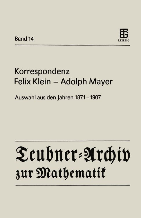 Produktbild: Korrespondenz Felix Klein &mdash; Adolph Mayer