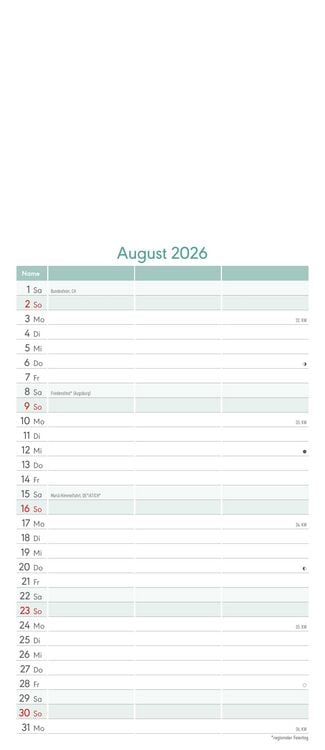 Produktbild: Kreativ-Kalender Planer für 2 2026 - 3 Spalten - 19,5x45 cm - Foto, Malen, Basteln - datiert - Kreativkalender - Foto-Kalender - Alpha Edition