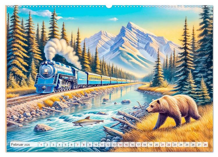 Produktbild: Faszination Eisenbahn - Lokomotiven und Landschaften der Welt (Wandkalender 2026 DIN A2 quer), CALVENDO Monatskalender