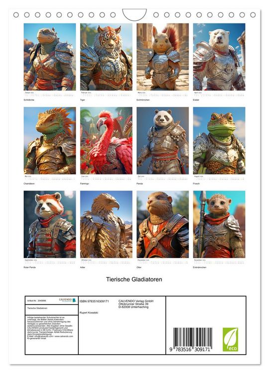 Produktbild: Tierische Gladiatoren (Wandkalender 2026 DIN A4 hoch), CALVENDO Monatskalender