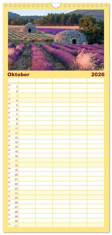 Produktbild: Familienplaner 2026 - Provence, Lavendelzeit in S&uuml;dfrankreich mit 5 Spalten (Wandkalender, 21 x 45 cm) CALVENDO