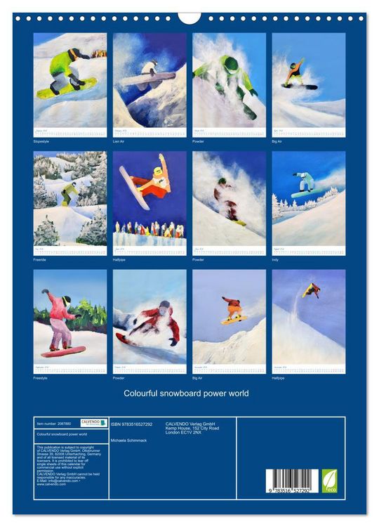 Produktbild: Colourful snowboard power world (Wall Calendar 2026 DIN A3 portrait), CALVENDO 12 Month Wall Calendar