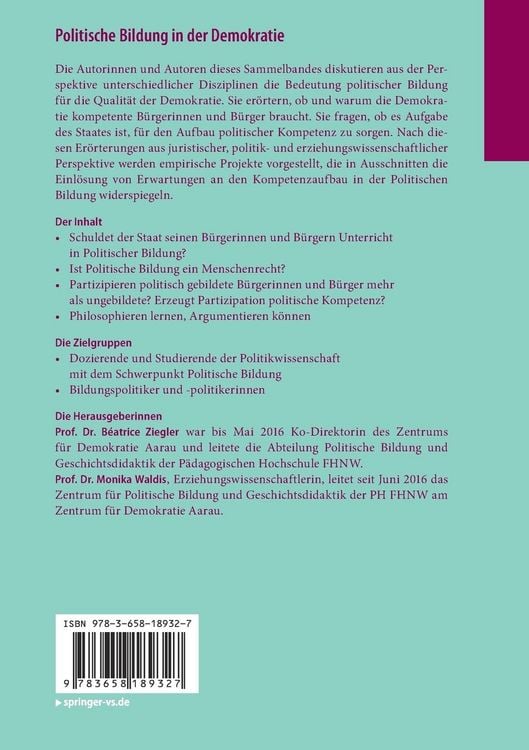 Produktbild: Politische Bildung in der Demokratie