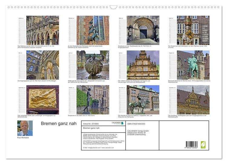 Produktbild: Bremen ganz nah (Wandkalender 2026 DIN A2 quer), CALVENDO Monatskalender