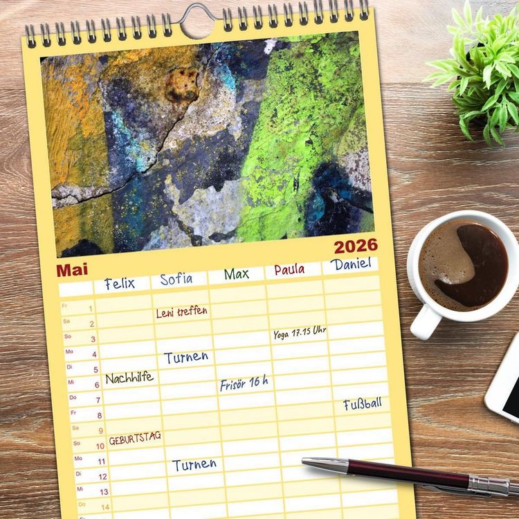 Produktbild: Familienplaner 2026 - MAUER(N)spalten mit 5 Spalten (Wandkalender, 21 x 45 cm) CALVENDO