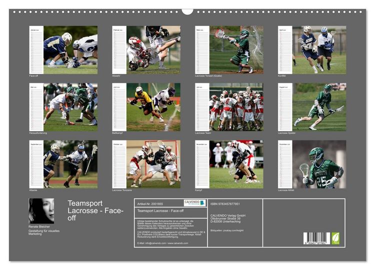 Produktbild: Teamsport Lacrosse - Face-off (Wandkalender 2026 DIN A2 quer), CALVENDO Monatskalender