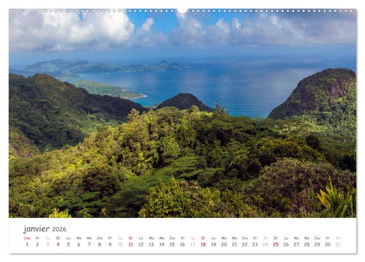 Produktbild: Paysages des Seychelles (Calendrier mural 2026 DIN A2 vertical) calendrier de bureau