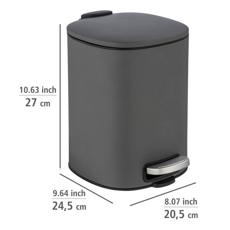 Produktbild: Treteimer Mod. Alassio, Grau 5 L, mit Easy-Close Absenkautomatik