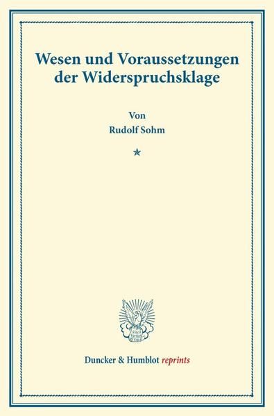 Produktbild: Wesen und Voraussetzungen der Widerspruchsklage.