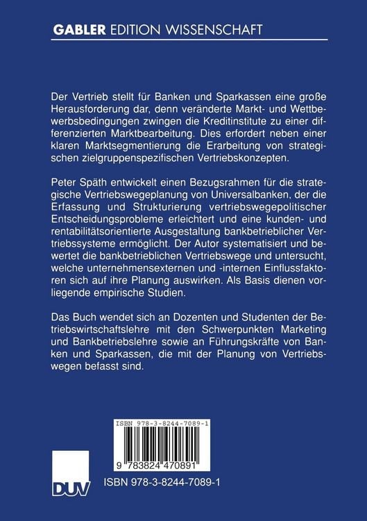 Produktbild: Strategische Vertriebswegeplanung von Universalbanken