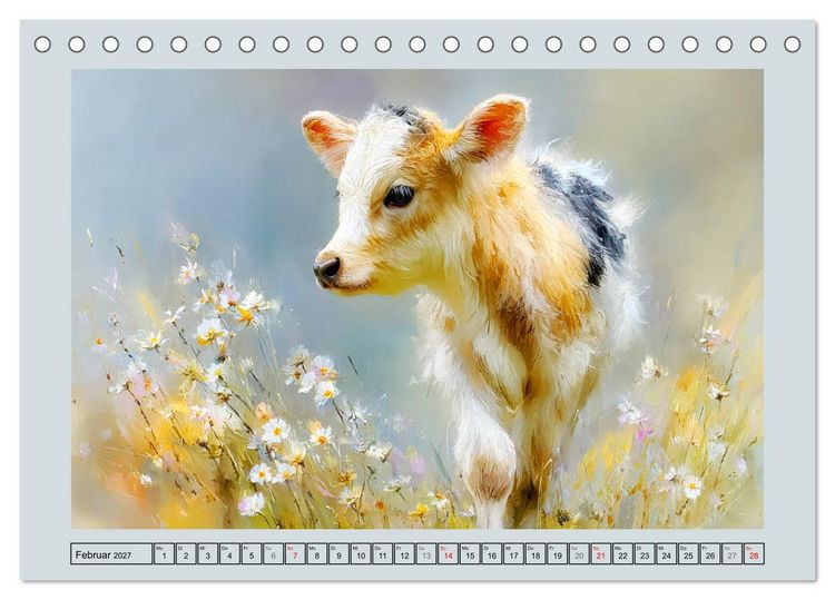 Produktbild: K&uuml;he und K&auml;lber. L&auml;ndliche Idylle (Tischkalender 2027 DIN A5 quer), CALVENDO Monatskalender