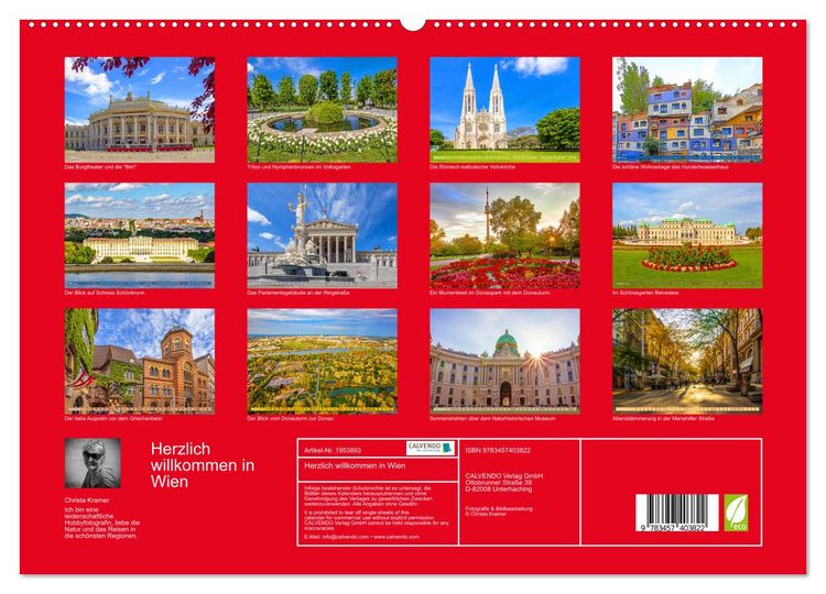 Produktbild: Herzlich willkommen in Wien (hochwertiger Premium Wandkalender 2026 DIN A2 quer), Kunstdruck in Hochglanz