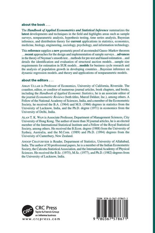 Produktbild: Handbook Of Applied Econometrics And Statistical Inference