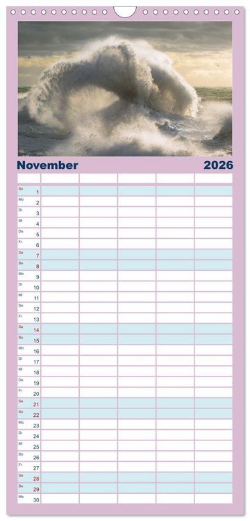 Produktbild: Familienplaner 2026 - Wellen Konzert mit 5 Spalten (Wandkalender, 21 x 45 cm) CALVENDO