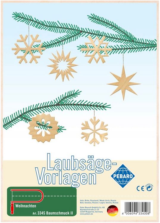 Produktbild: PEBARO 334S - Laubs&auml;gevorlage Baumschmuck II Weihnachten, 1 Platte, Gr&ouml;&szlig;e DIN A4